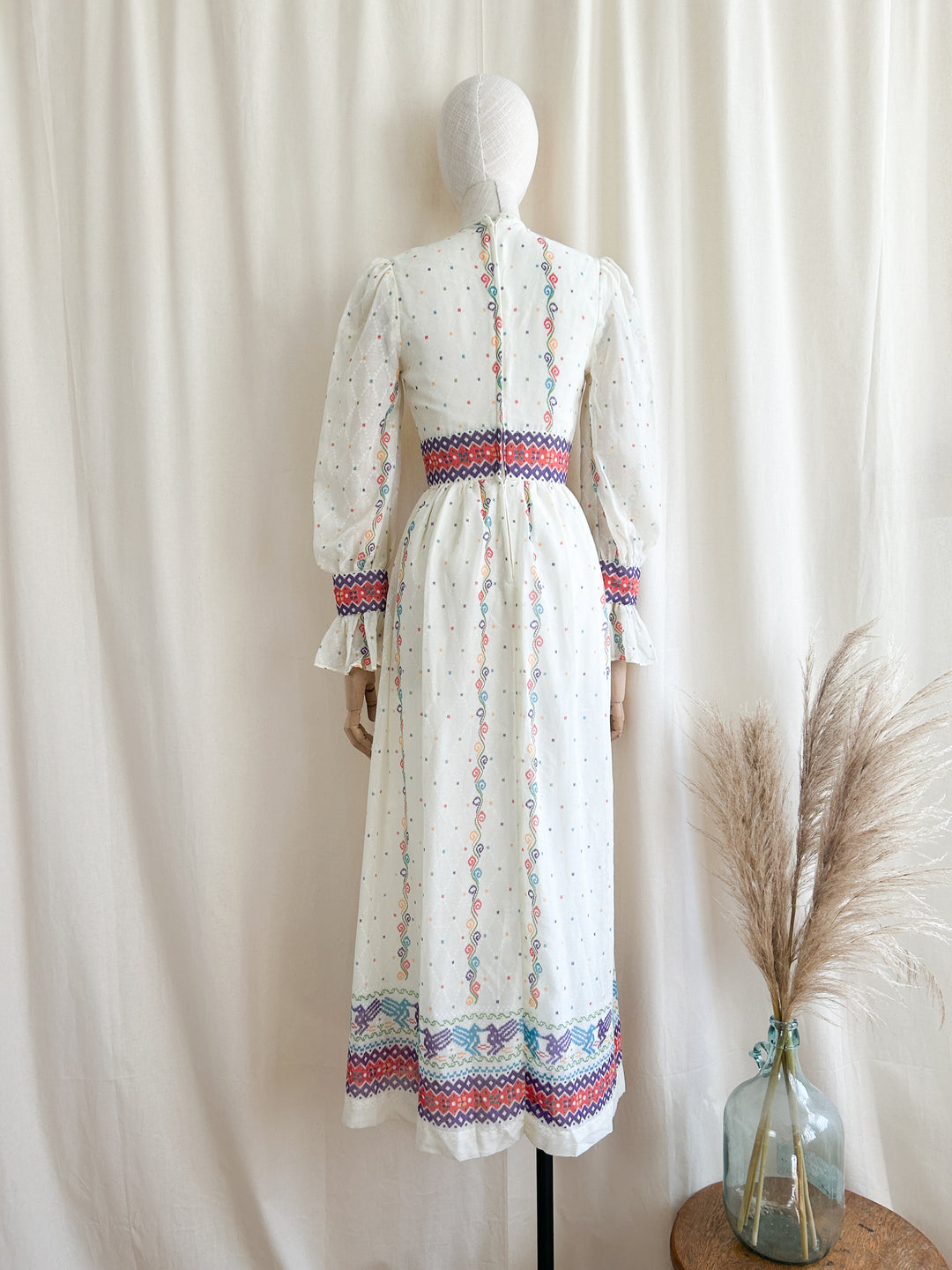 Breathtaking Rare 1970s Cotton Bohemian Dream Dress