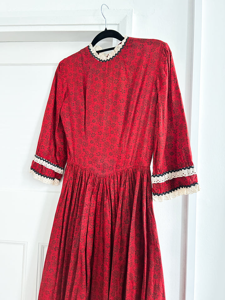 GORGEOUS PIONEER STYLE 70S COTTON PRAIRIE DRESS APPROX UK SIZE 6/8 SMALL 10