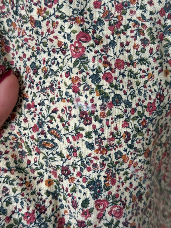 Absolutely Stunning 1970s Thick Natural Raw Floral Cotton Corset Bodice Maxi Dress