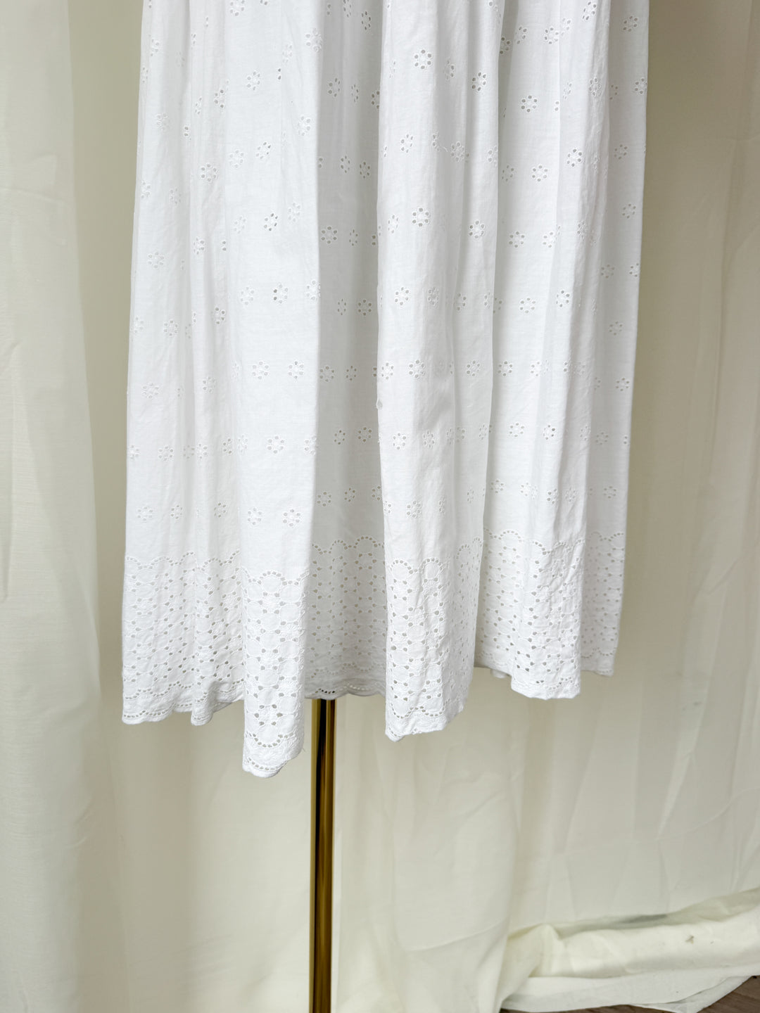 Angelic 1970s Heavy Cotton Broderie Anglaise Maxi Dress