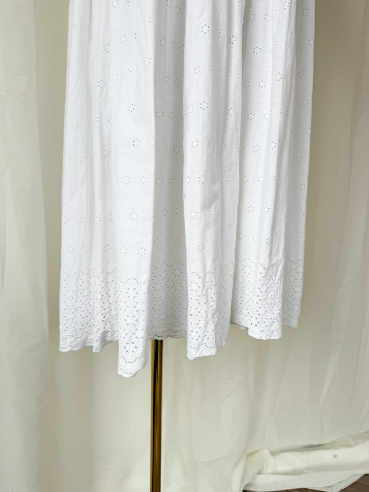 Angelic 1970s Heavy Cotton Broderie Anglaise Maxi Dress