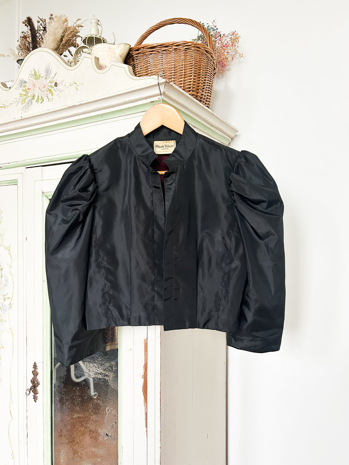 Jaq 80s Taffeta Cropped Puff Sleeve Jacket