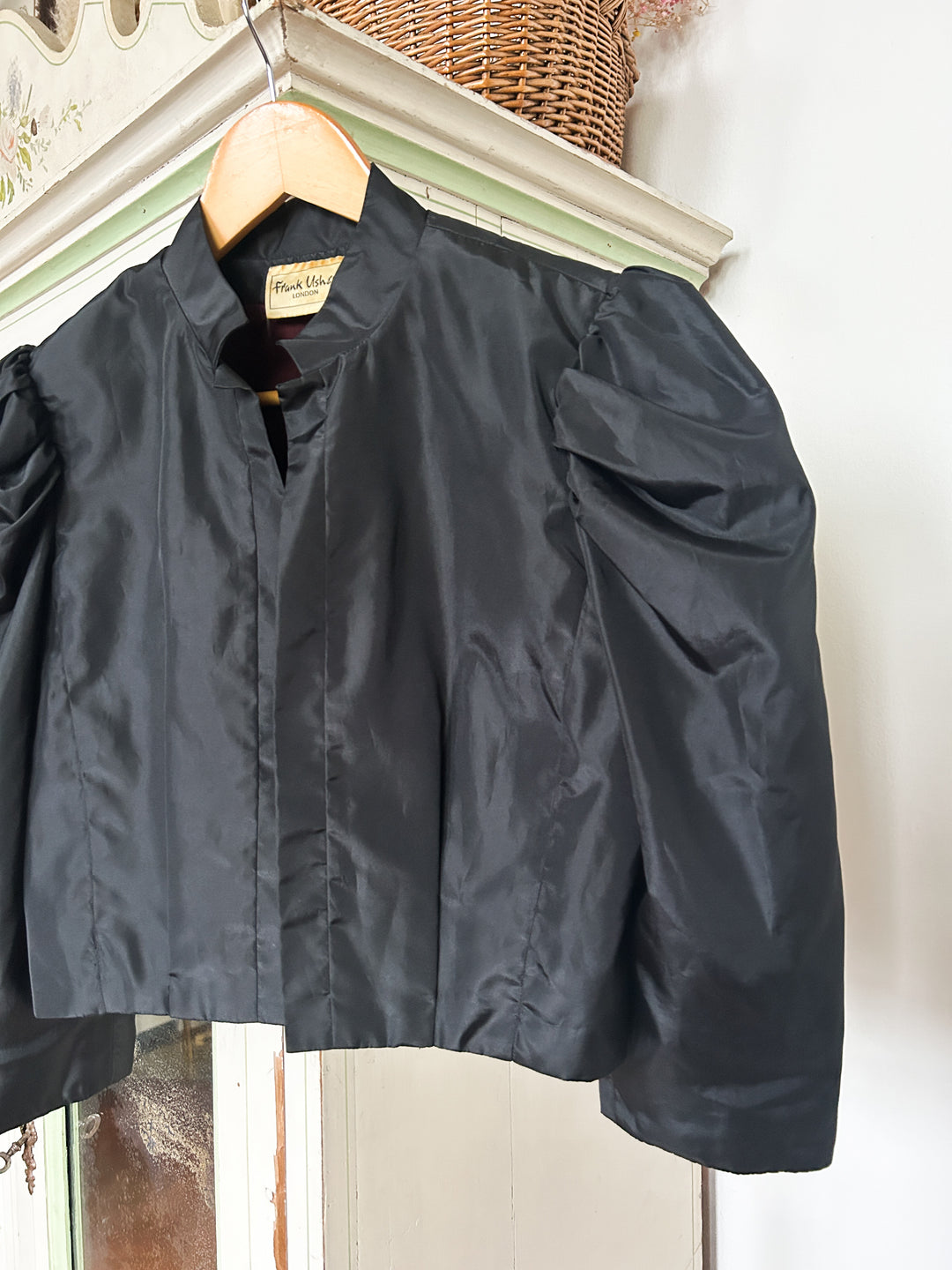 Jaq 80s Taffeta Cropped Puff Sleeve Jacket