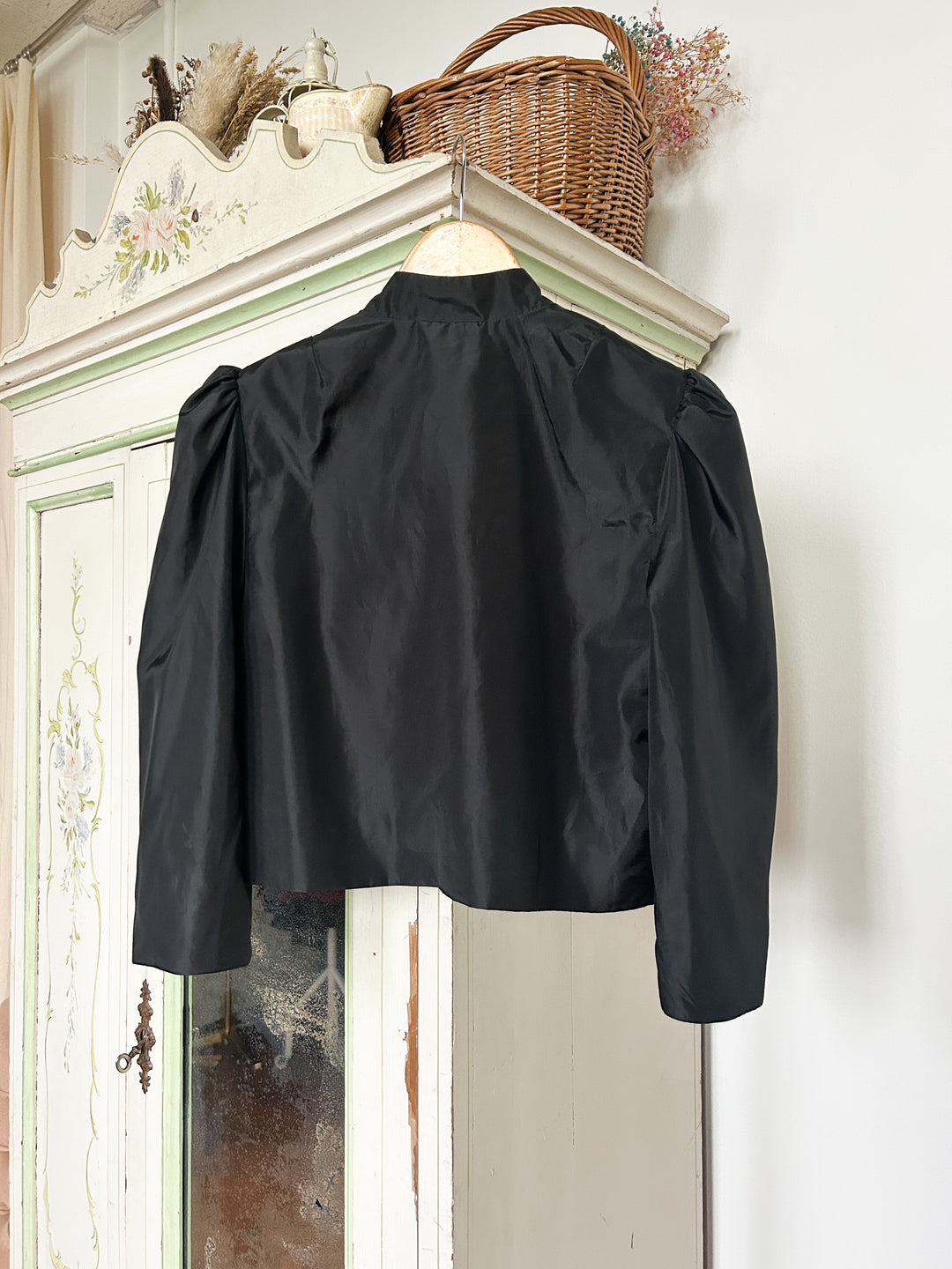 Jaq 80s Taffeta Cropped Puff Sleeve Jacket