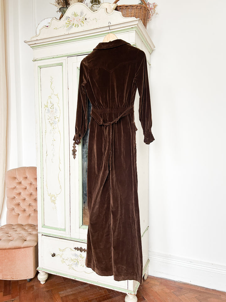 Cocoa Holy Grail Rare 70s Cotton Velvet Jumpsuit