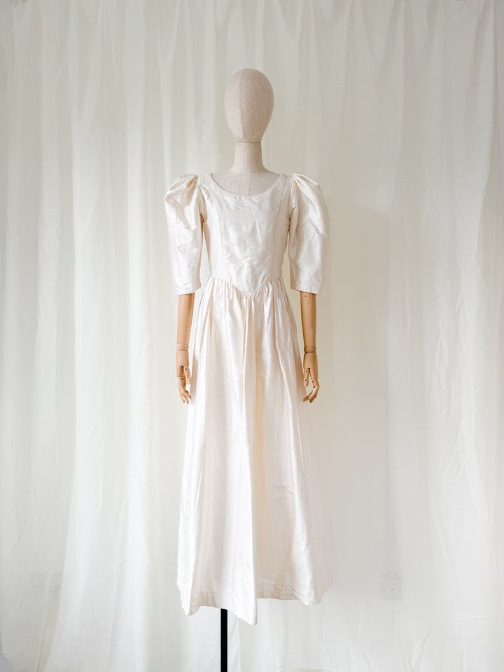 Divine Angelic Rare Laura Ashley 1980s Raw Silk Maxi Dress