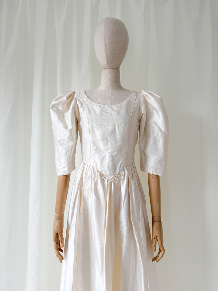Divine Angelic Rare Laura Ashley 1980s Raw Silk Maxi Dress