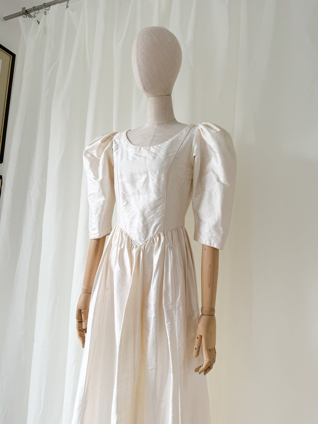 Divine Angelic Rare Laura Ashley 1980s Raw Silk Maxi Dress