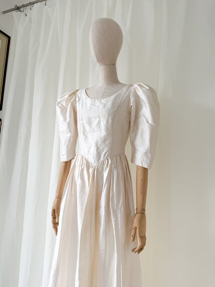Divine Angelic Rare Laura Ashley 1980s Raw Silk Maxi Dress