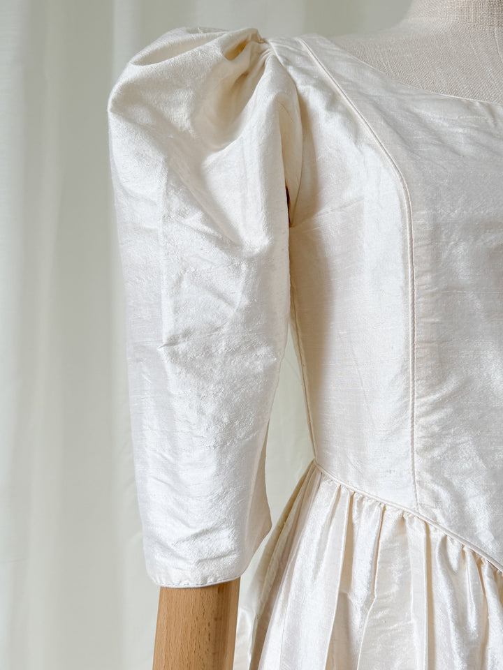 Divine Angelic Rare Laura Ashley 1980s Raw Silk Maxi Dress