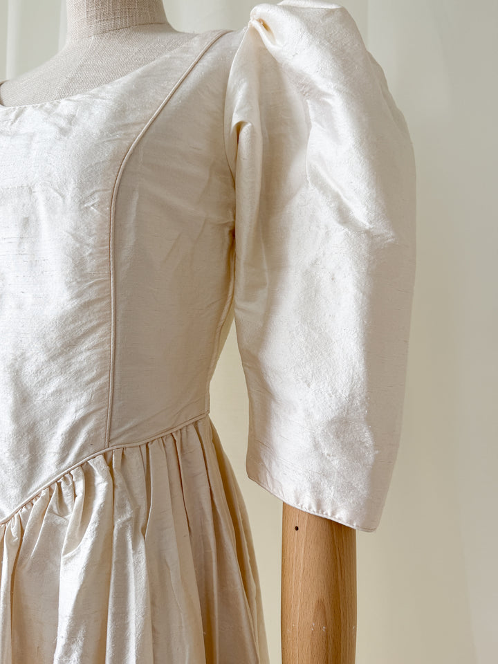 Divine Angelic Rare Laura Ashley 1980s Raw Silk Maxi Dress