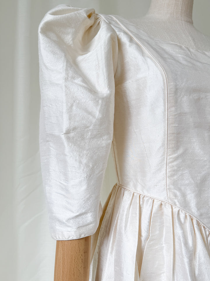 Divine Angelic Rare Laura Ashley 1980s Raw Silk Maxi Dress