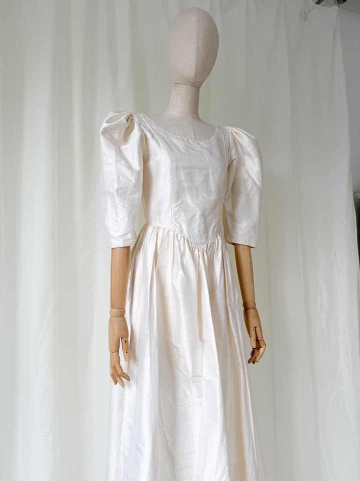 Divine Angelic Rare Laura Ashley 1980s Raw Silk Maxi Dress