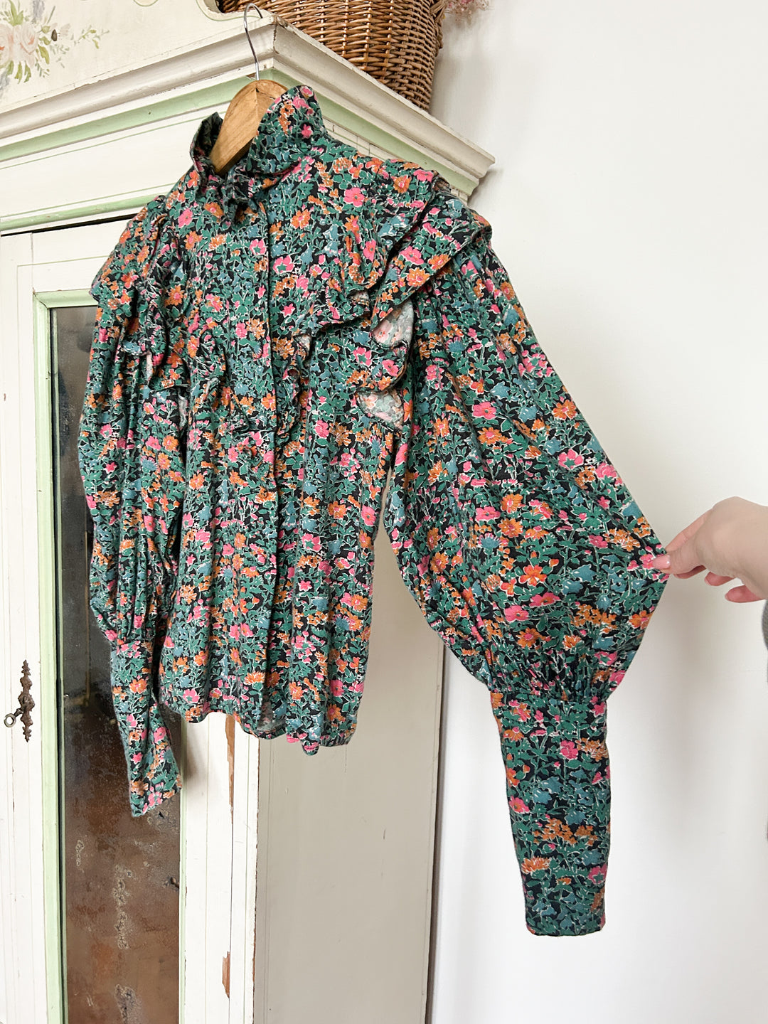 Bloom Rare 70s Floral Frill Mutton Sleeve Blouse by Droopy and Browns