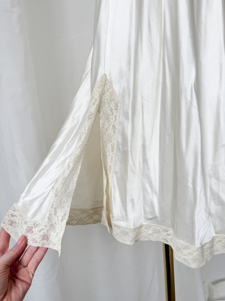 Precious Rare 1930s Lace Trimmed Satin Nightgown Slip Dress