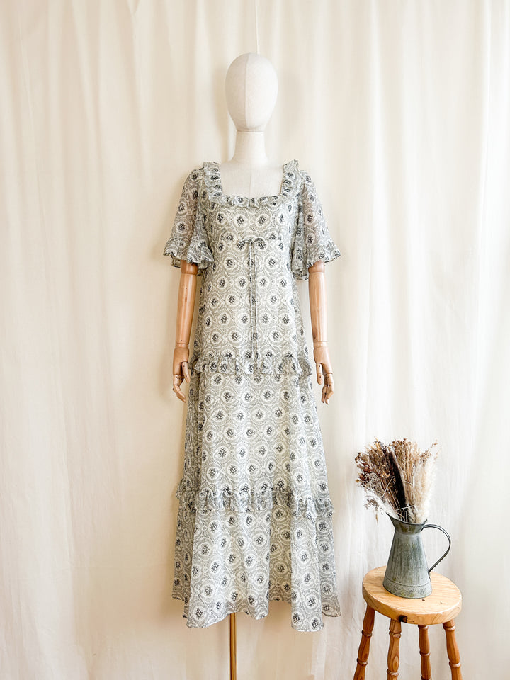 Ethereal 70s Fine Cotton Romantic Maxi Dress by Kati