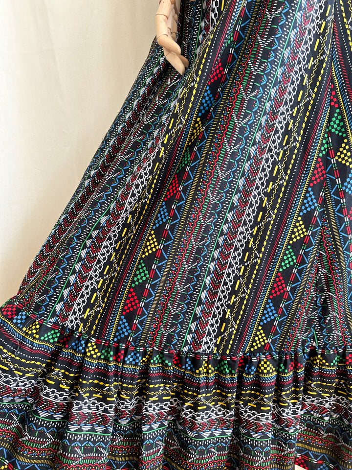 Stunning Folky Bohemian 1970s Cotton Maxi Dress