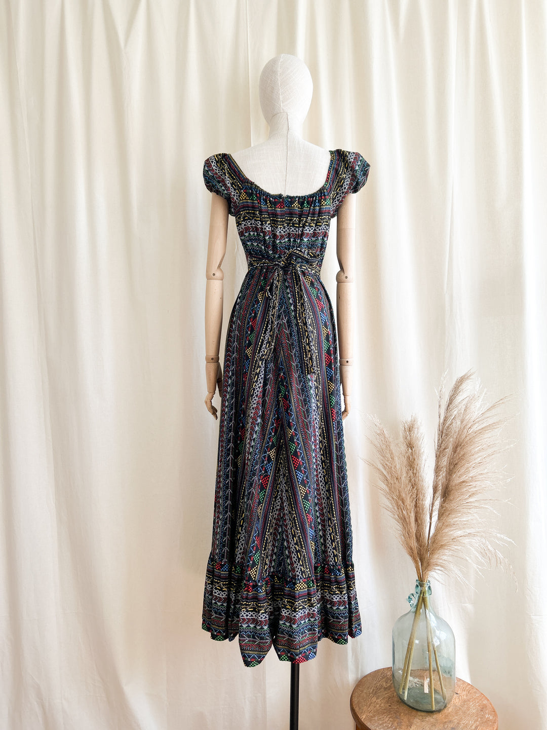 Stunning Folky Bohemian 1970s Cotton Maxi Dress