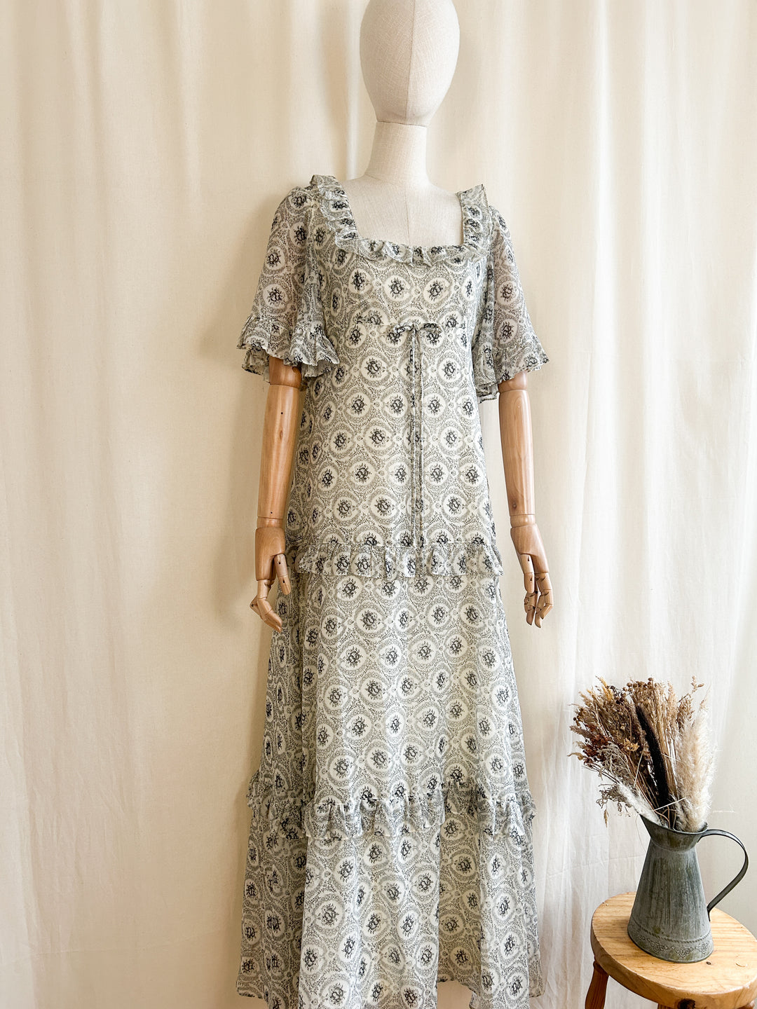 Ethereal 70s Fine Cotton Romantic Maxi Dress by Kati