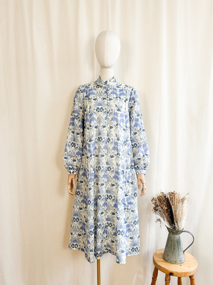 Beautiful Rare 70s Fine Wool Liberty Smock Dress by Annie Gough