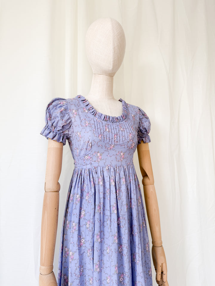 Stunning Rare 1970s Laura Ashley Carno Wales Cotton Maxi Dress