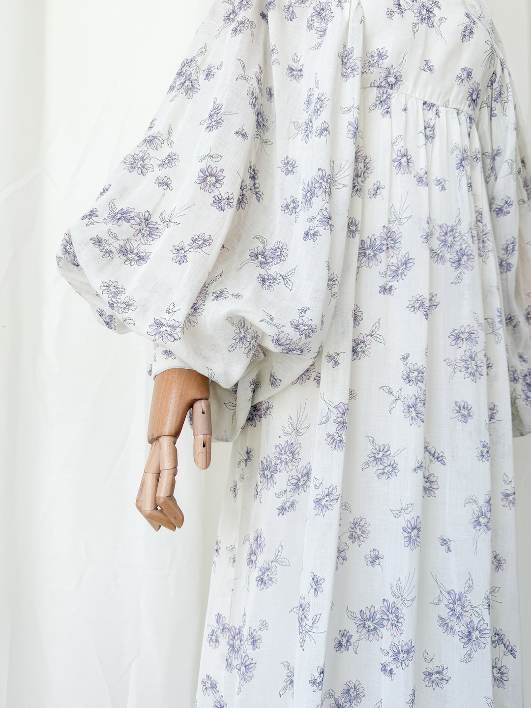 Precious Rare 1970s Billowing Sleeve Cotton Maxi Dress by Fiona