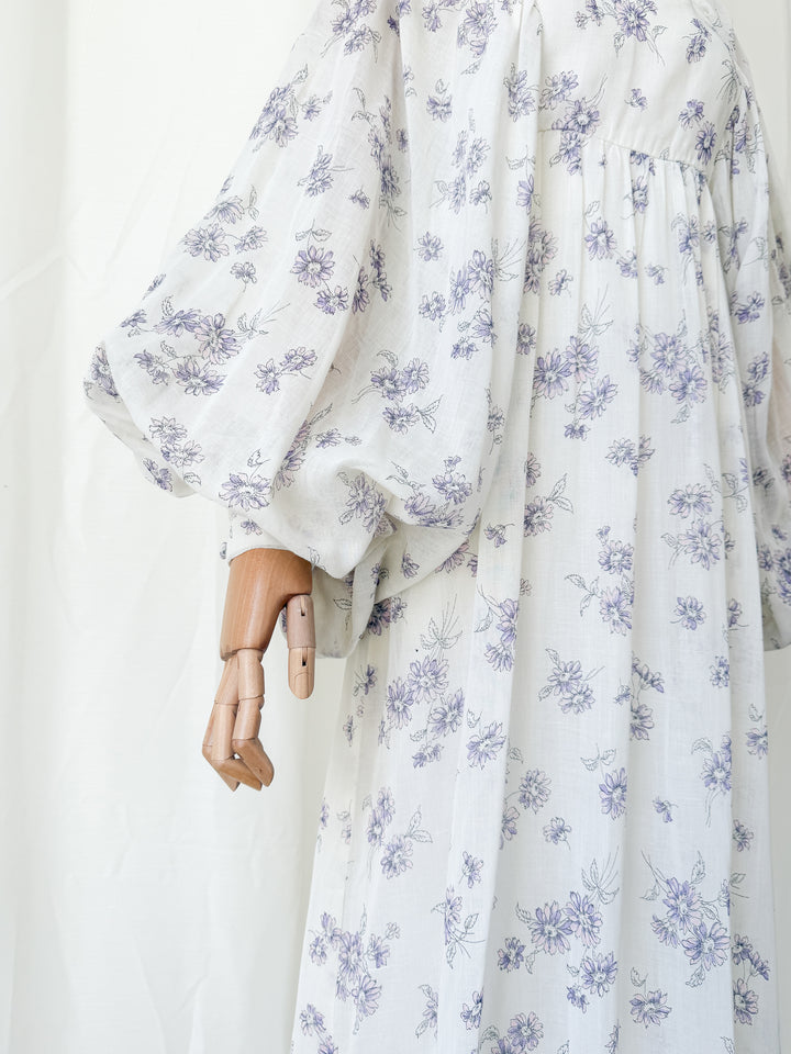 Precious Rare 1970s Billowing Sleeve Cotton Maxi Dress by Fiona