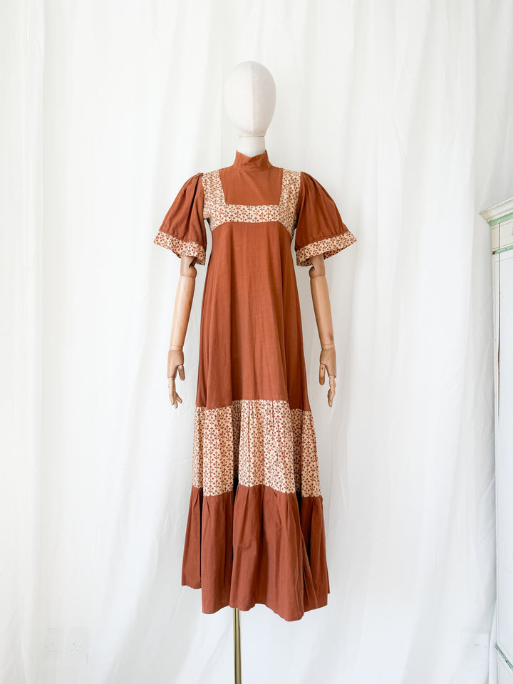 Incredible Precious 1970s Laura Ashley Made in Wales Cotton Maxi Dress