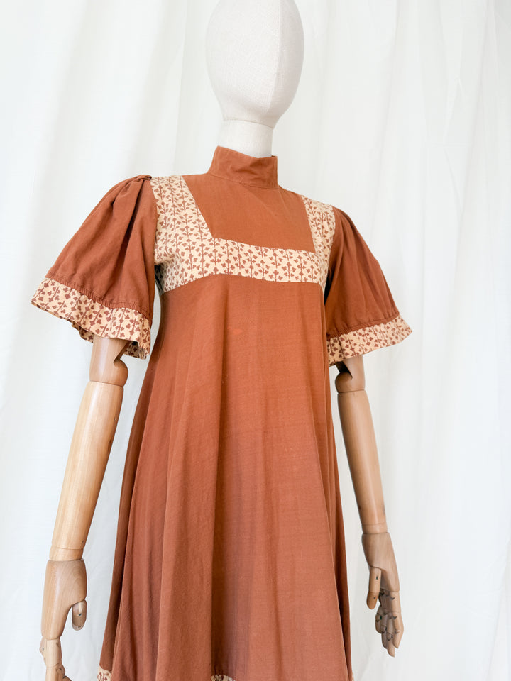 Incredible Precious 1970s Laura Ashley Made in Wales Cotton Maxi Dress