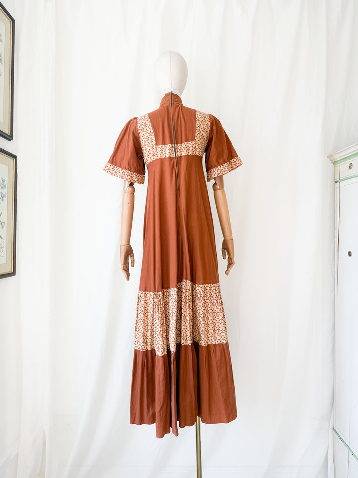 Incredible Precious 1970s Laura Ashley Made in Wales Cotton Maxi Dress