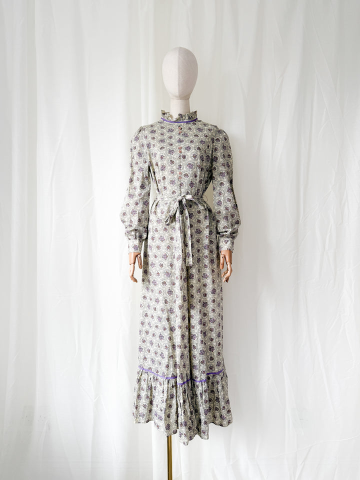 Gorgeous 1970s Cotton Maxi Dress by English Lady