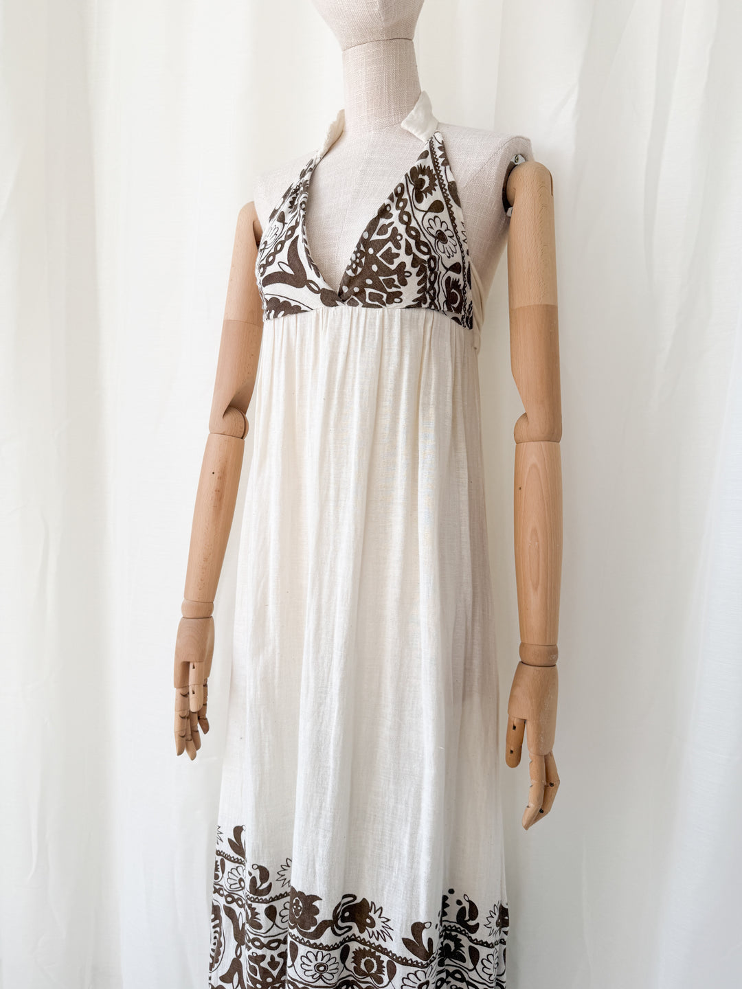 Divine Precious Earlybird Muslin Cotton 1970s Bohemian Maxi Dress