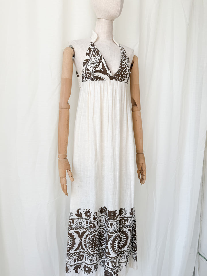 Divine Precious Earlybird Muslin Cotton 1970s Bohemian Maxi Dress