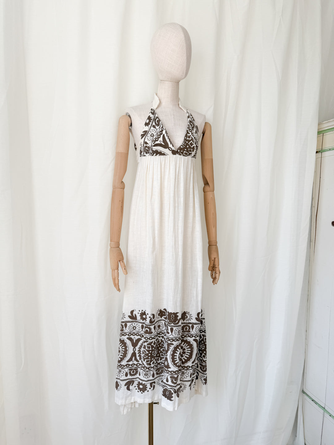 Divine Precious Earlybird Muslin Cotton 1970s Bohemian Maxi Dress