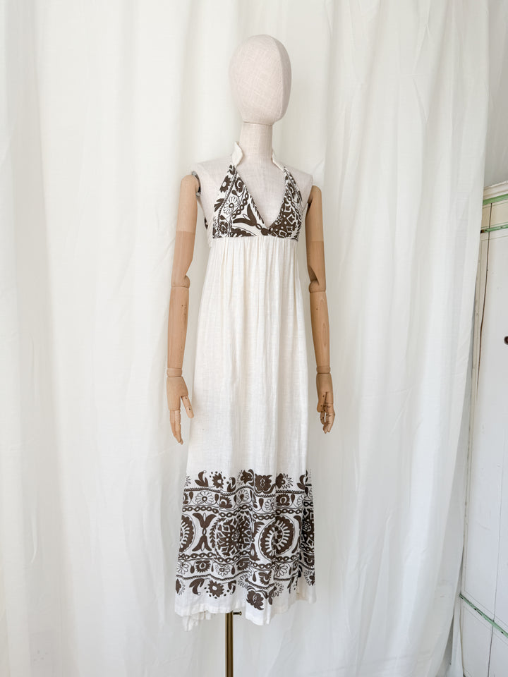 Divine Precious Earlybird Muslin Cotton 1970s Bohemian Maxi Dress