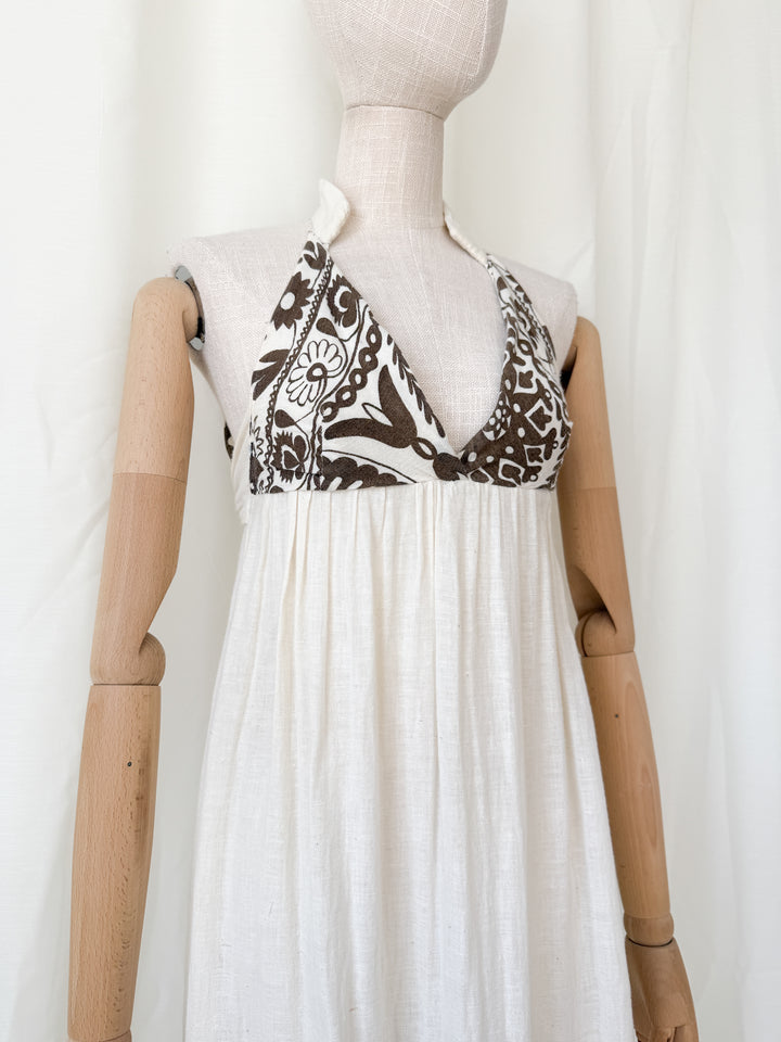 Divine Precious Earlybird Muslin Cotton 1970s Bohemian Maxi Dress