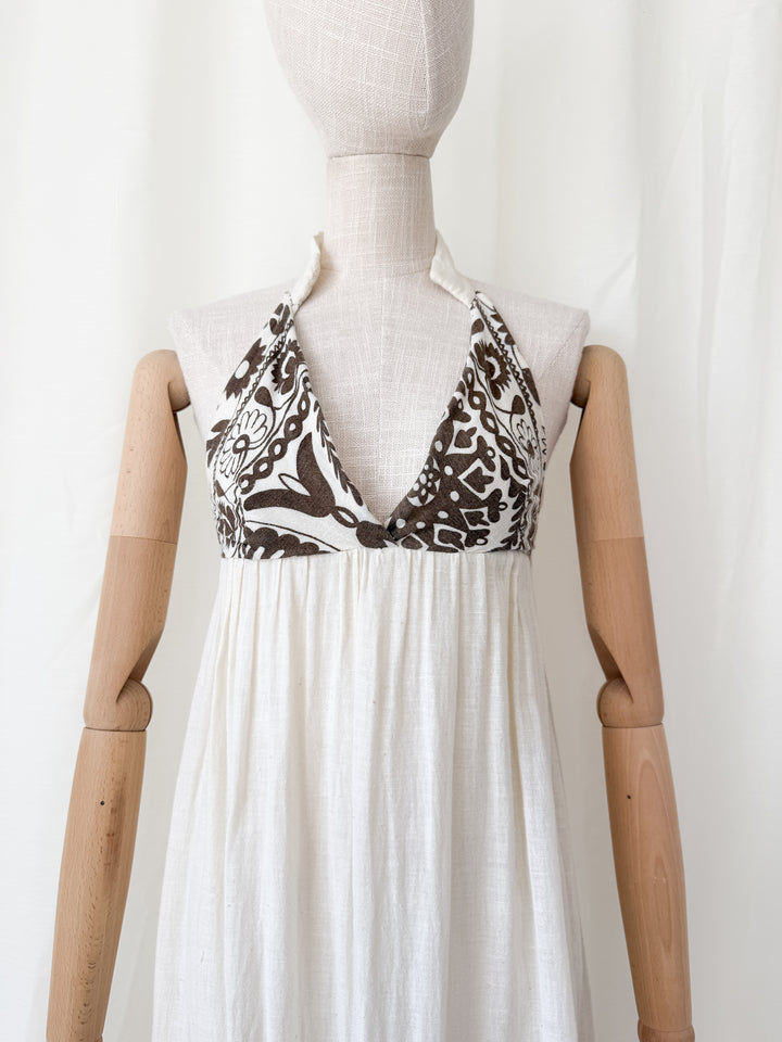 Divine Precious Earlybird Muslin Cotton 1970s Bohemian Maxi Dress