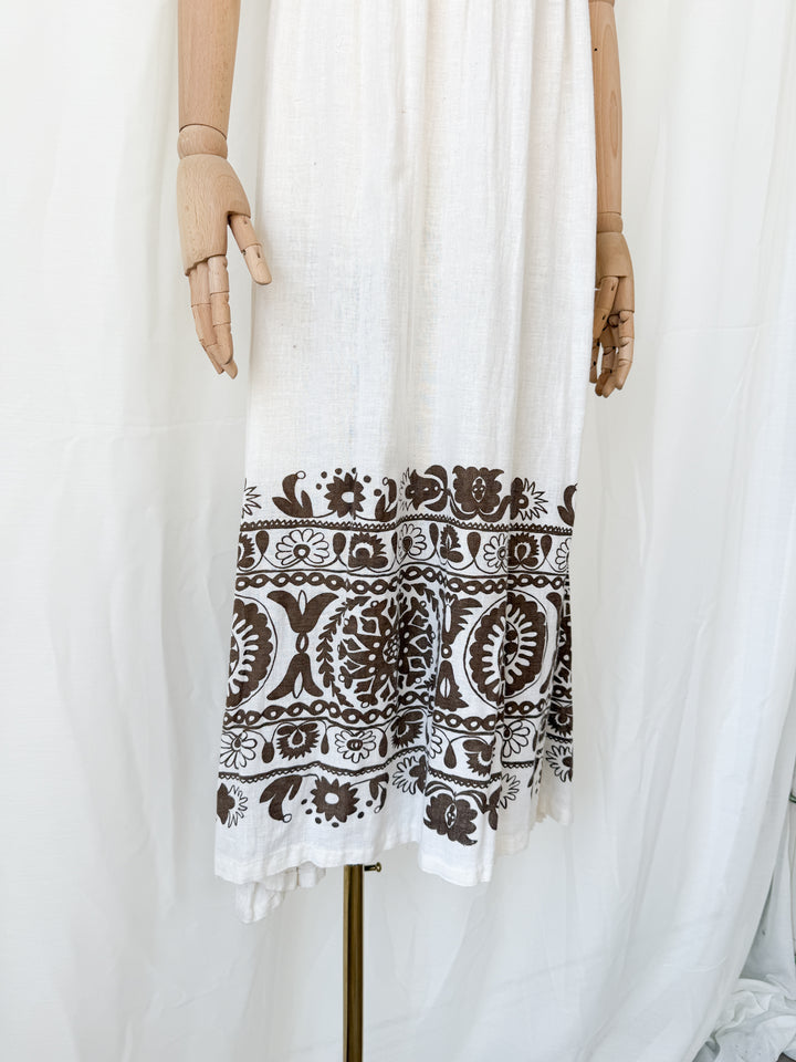 Divine Precious Earlybird Muslin Cotton 1970s Bohemian Maxi Dress