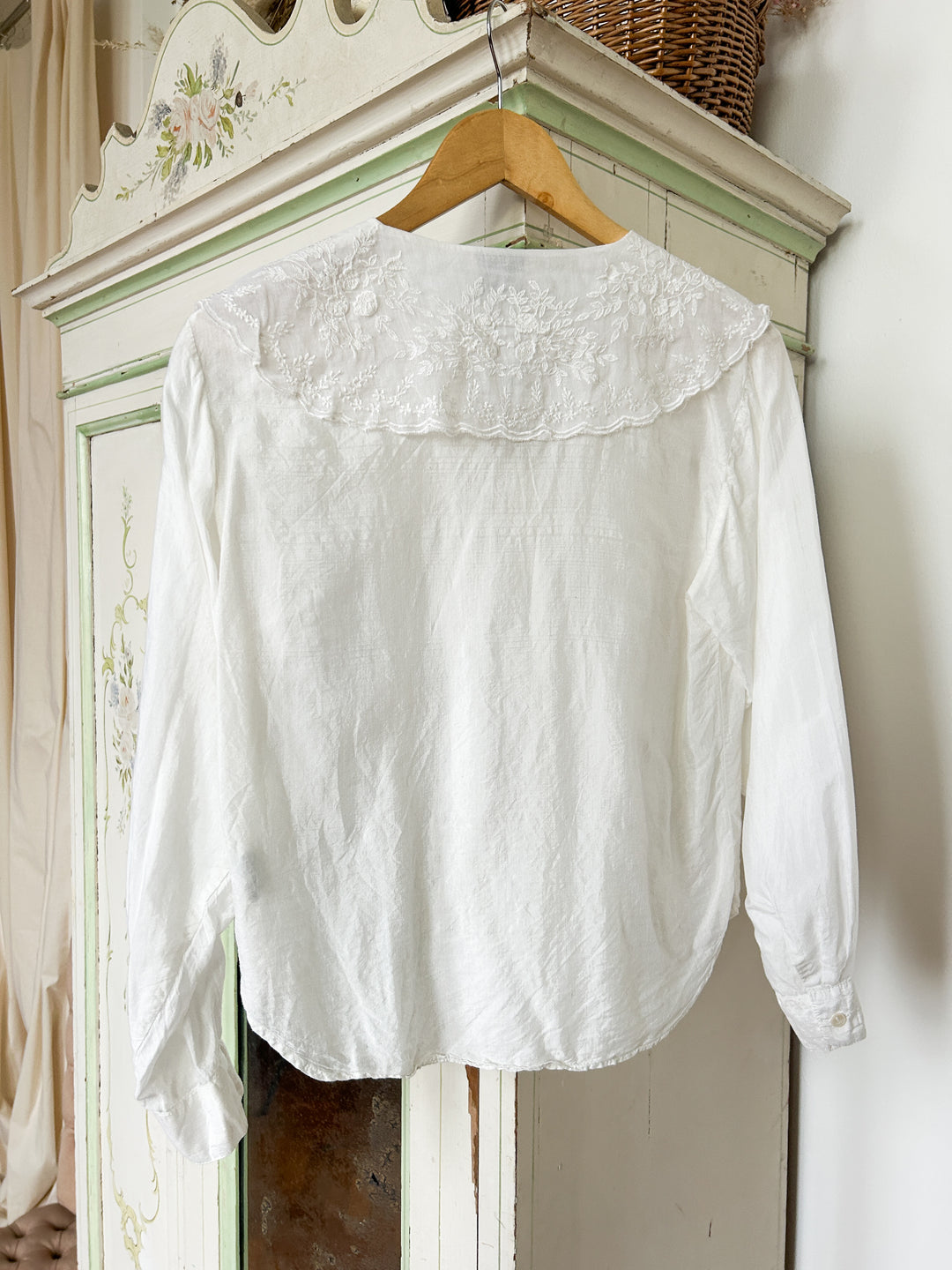 Shell Rare Lace Collar 80s Blouse