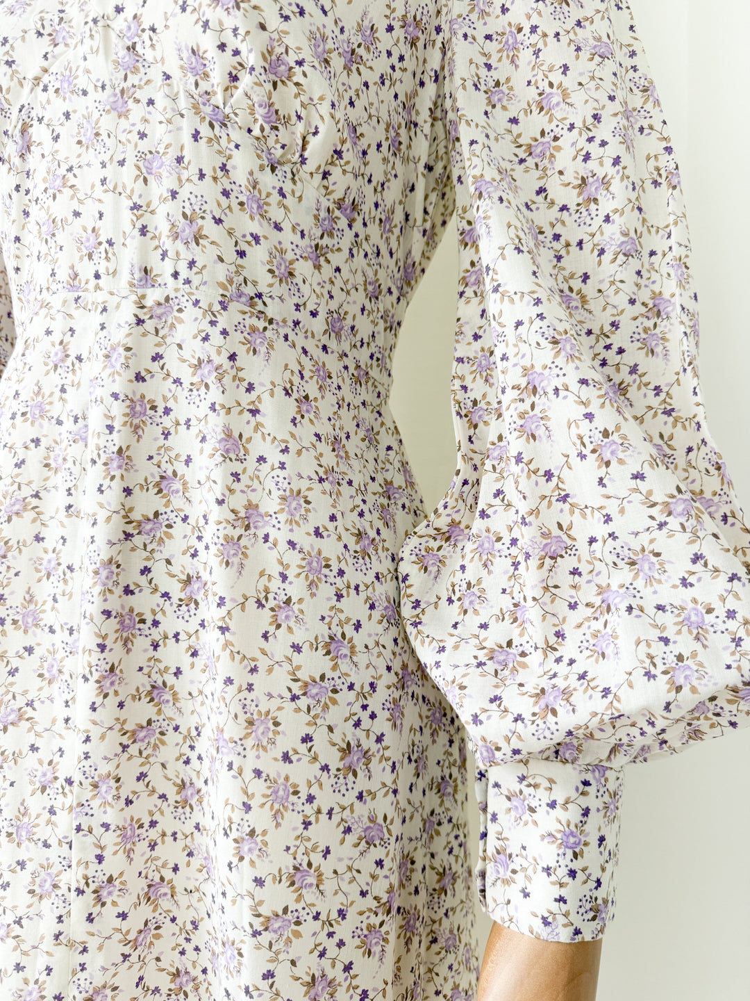 Divine Romantic 1970s Lilac Floral Cotton Maxi Dress