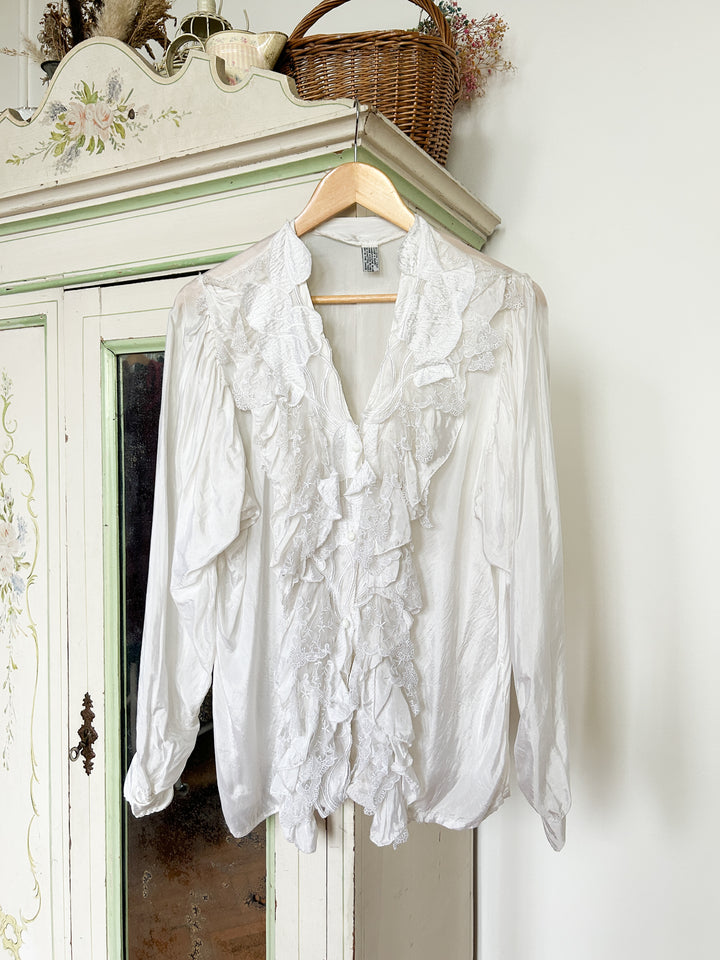 Swan Rare 80s Silk and Lace Blouse