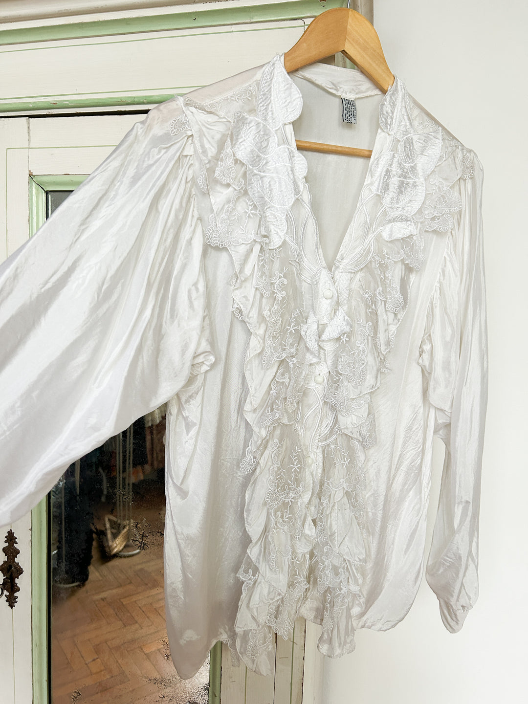 Swan Rare 80s Silk and Lace Blouse