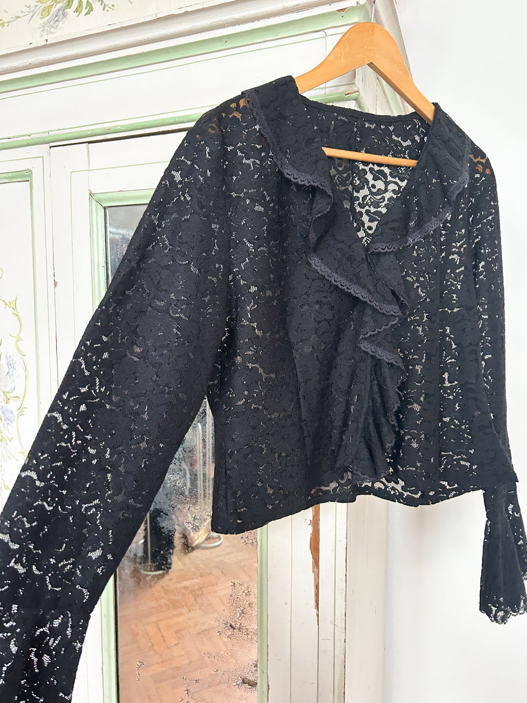 Onyx 70s Black Lace Blouse