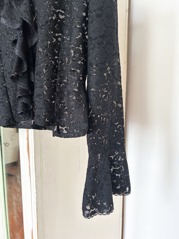 Onyx 70s Black Lace Blouse