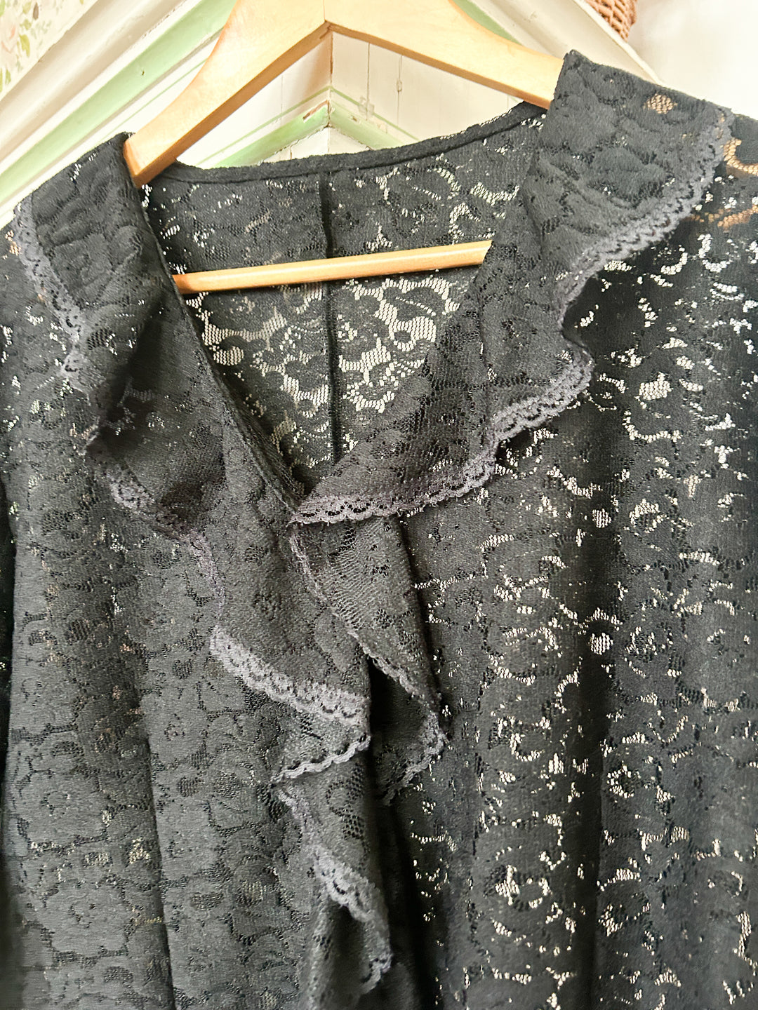 Onyx 70s Black Lace Blouse