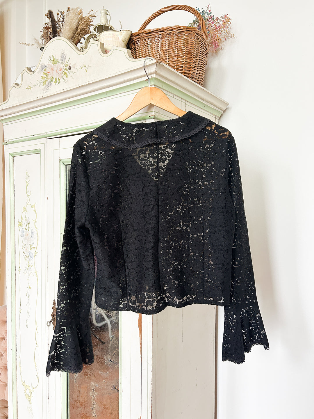 Onyx 70s Black Lace Blouse