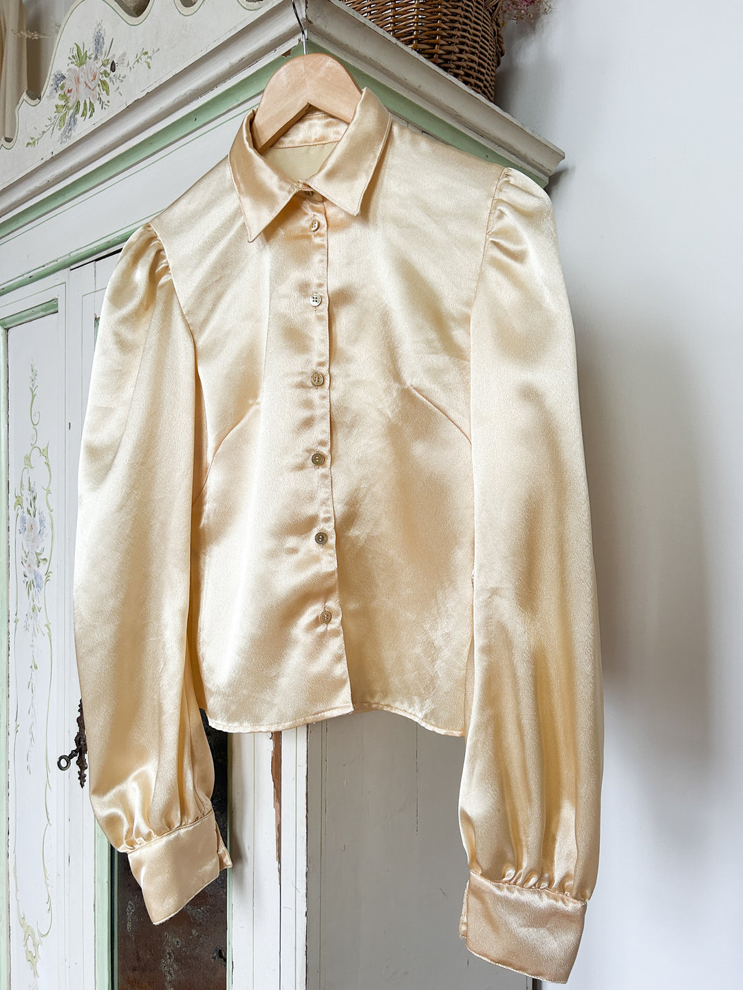 Amber 70s Gold Satin Blouse