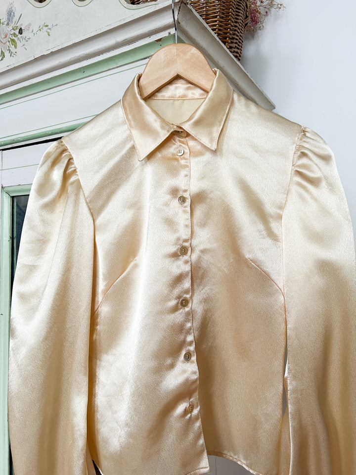 Amber 70s Gold Satin Blouse