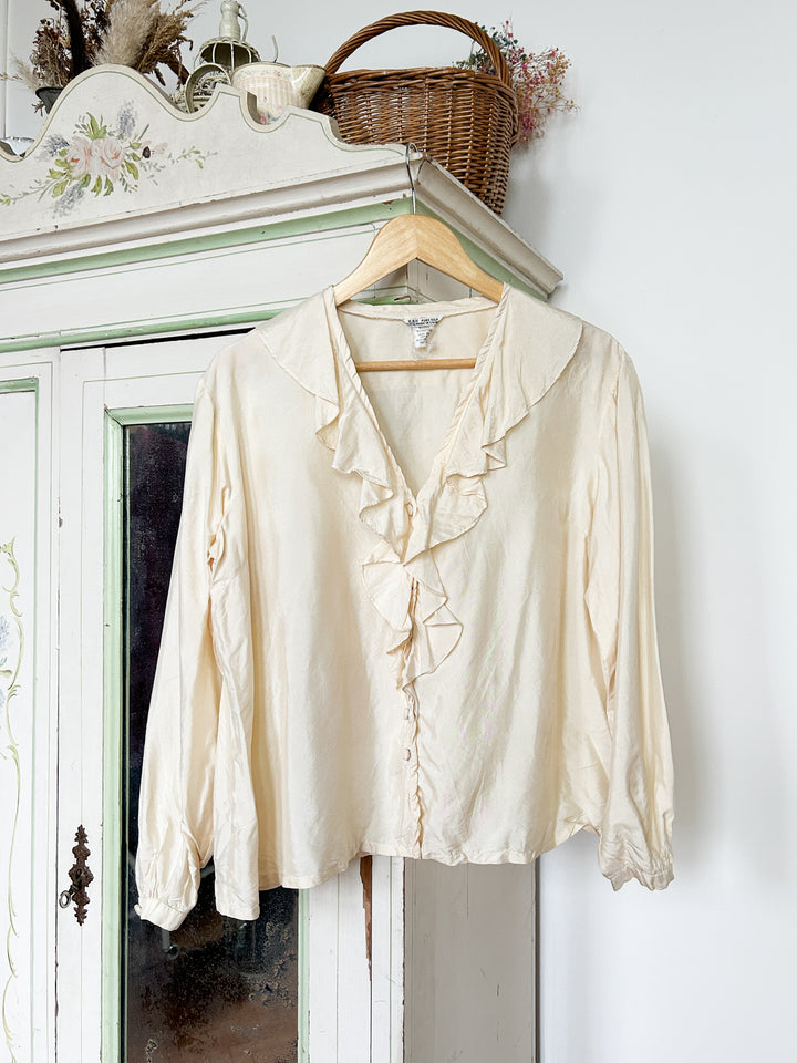 Ivory 70s Silk Blouse