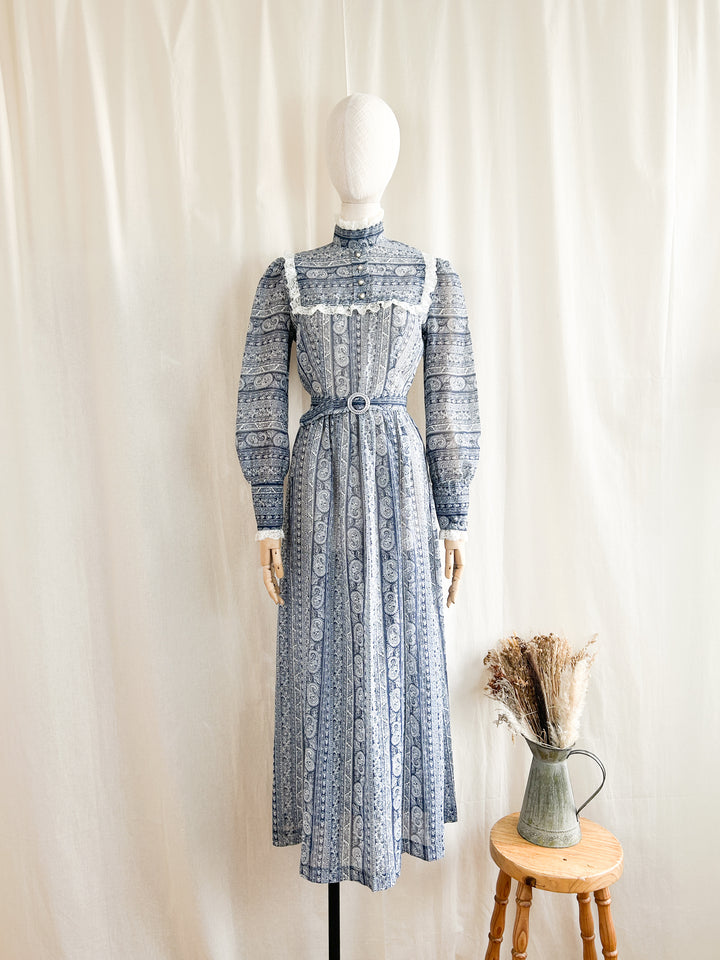 Gorgeous 70s Cotton Victoriana Maxi Dress